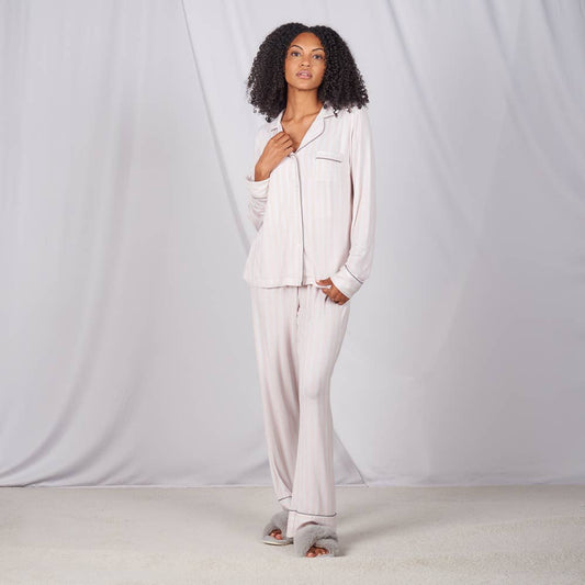 Faceplant Bamboo® Lucy Long Pants: Pink Stripe / Medium