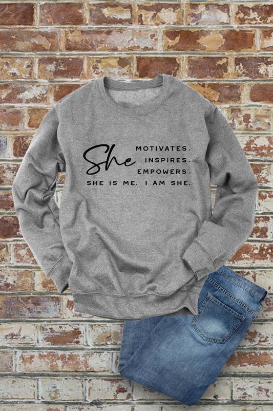 She Motivates  (large)Pure Brown Sugar Extra Fine, Unisex Crewneck Fleece Sweatshirts: Black / L