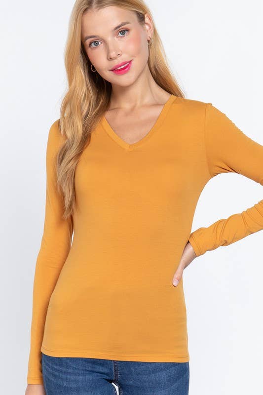 Long Sleeve V-neck Top