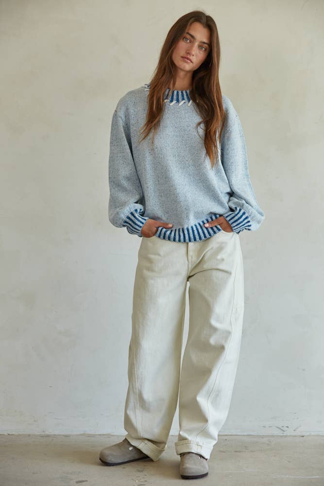 W1669 | Knit Sweater Mock Neck Long Sleeve Pullover