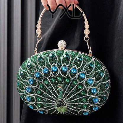 Peacock Embellished Evening Clutch