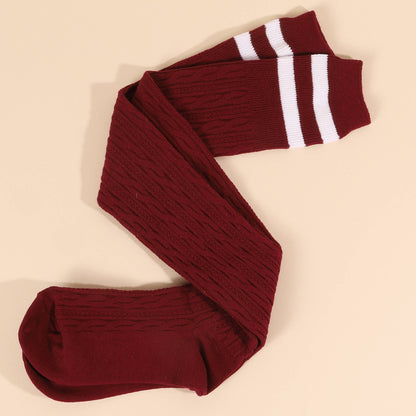 Striped Over the Knee High Socks: GREY / Z252O0013Z
