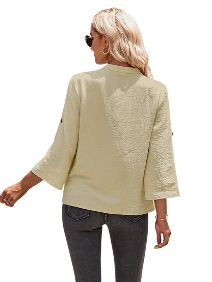 SN18 Sweetkama Ladies V-neck Hemming Daily Shirt: Green / L