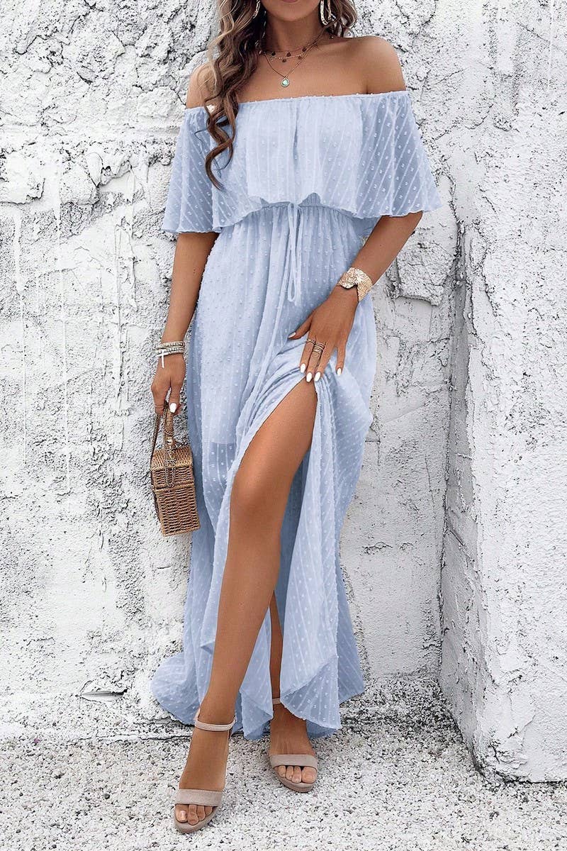 CWDMD02634_ELEGANT POLKA DOT OFF-SHOULDER MAXI DRESS