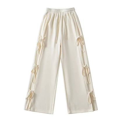 Side tie ribbon bows sweat pants