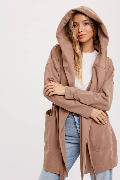 FRENCH TERRY HOODIE JACKET: ASH / L