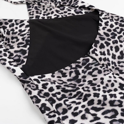 Elegant French Print Crew Neck Midi Dress_CWDMD5823