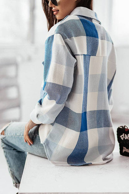 Colorful Open Button Pockets Plaid Shackets FHB012