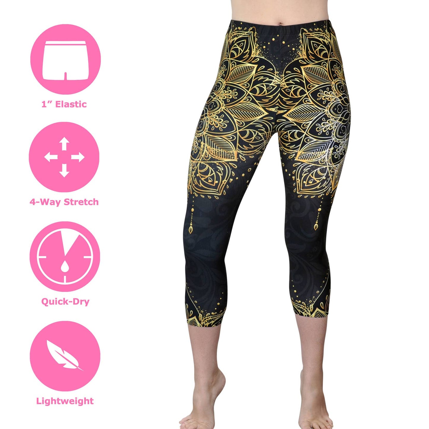 Capri Royal Dancer - Mandala Printed Yoga Capris for Women