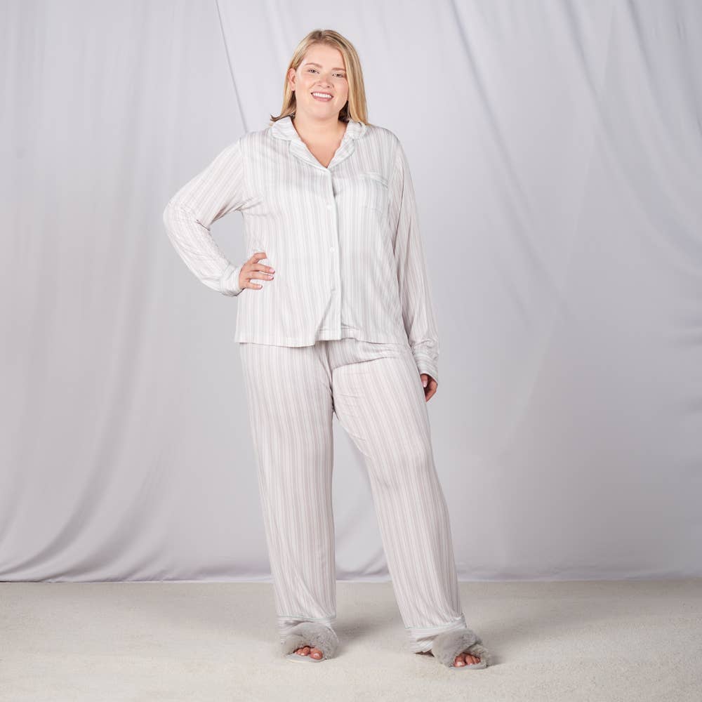 Faceplant Bamboo® Lucy Long Pants: Pink Stripe / Large