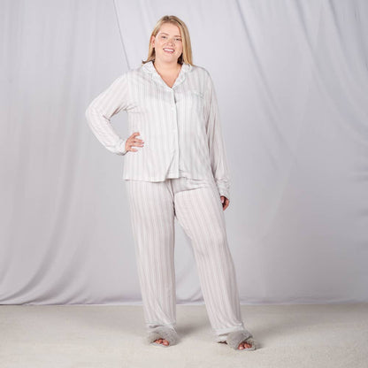 Faceplant Bamboo® Lucy Long Pants: Pink Stripe / Large