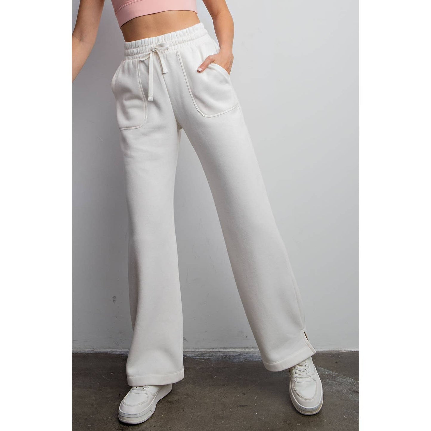 FRENCH TERRY STRAIGHT LEG PANTS: Charcoal / M