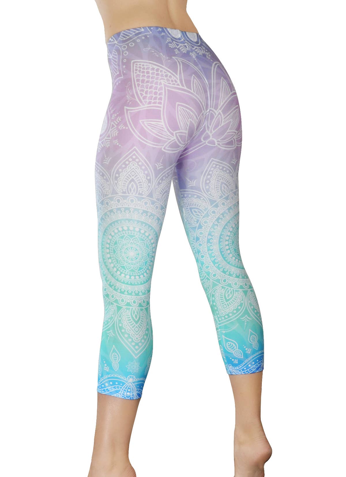 Capri "Cancun", Casual Ombre Mandala Printed Midrise Legging
