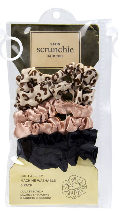Lindo Satin Scrunchie Hair Ties (6pcs/set) - Small Size: Solid