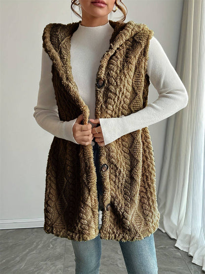 Women's Reversible Faux Fur outwear Vest with Buttons