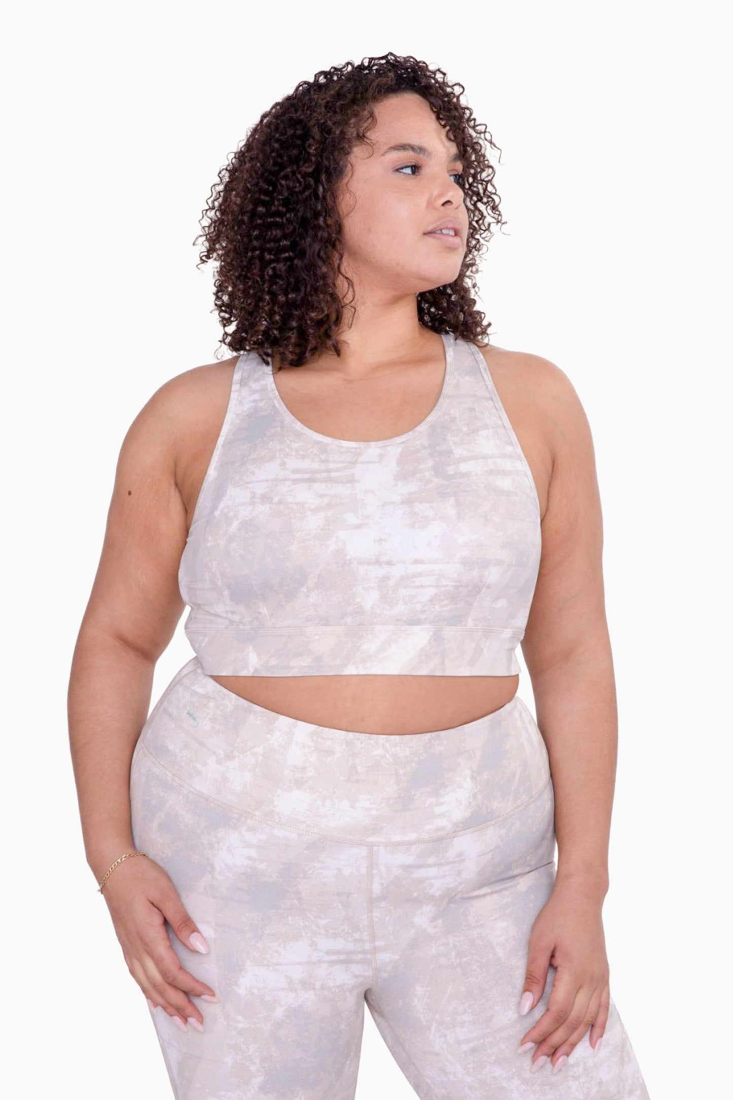 CURVY Concrete Open Back Sports Bra: GREY / XL:1XL:2XL:3XL (2:2:1:1) a1262p