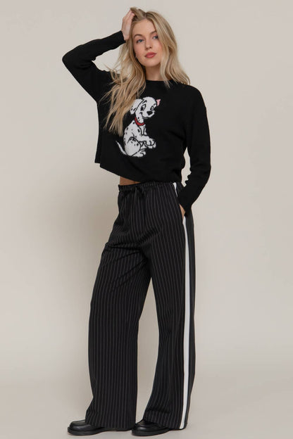 Side Stripe Detail Y/D Stripe Long Pants with Drawstring