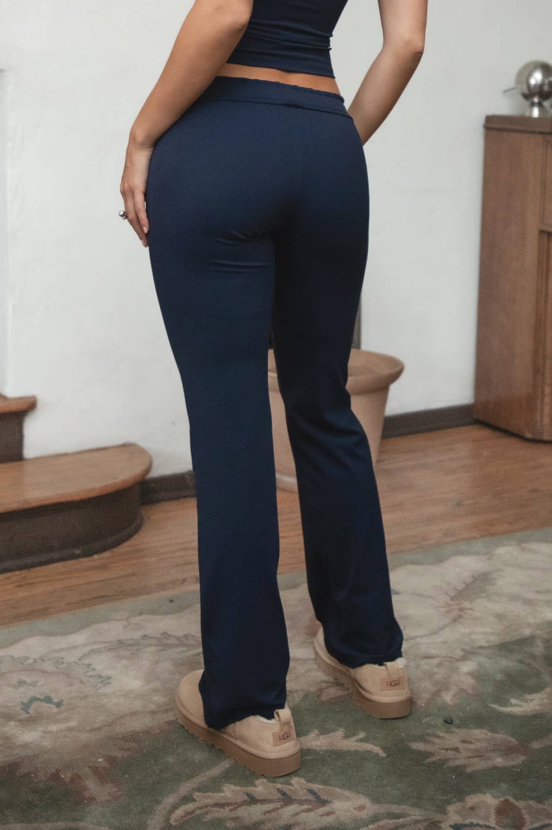 NYLEE Soft Span Jersey Yoga  Foldover Wide Leg Pants
