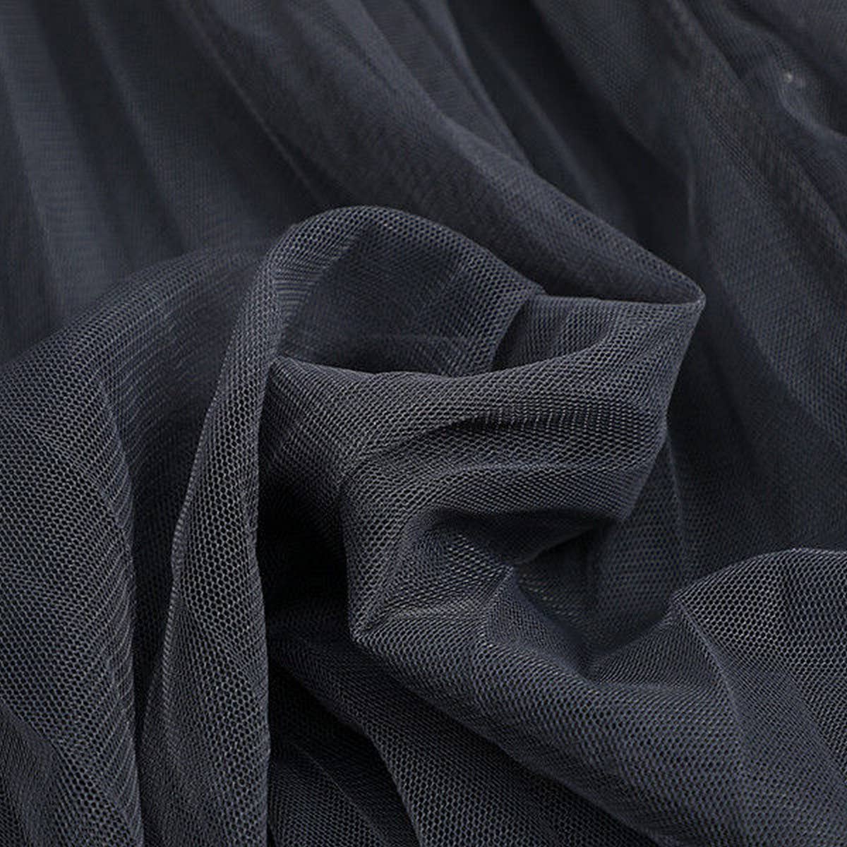 BEADED MESH PLEATED SKIRT A LINE TULLE SKIRT_CWBLS0398