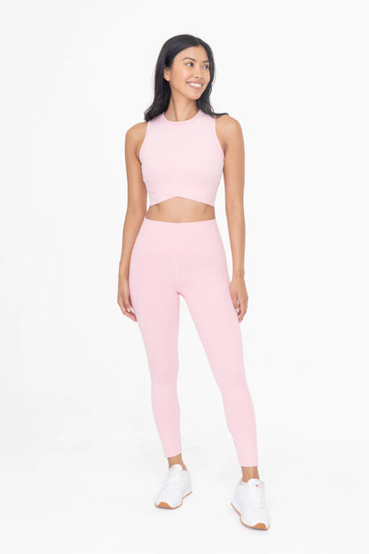 Laser-Cut and Bonded Essential Foldover Highwaist Leggings: CANDY PINK / S:M:L (2:2:2)