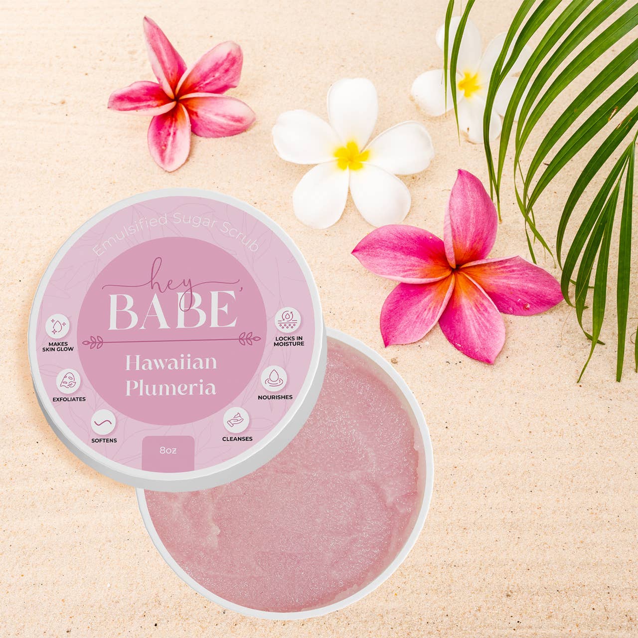 Hey, Babe Emulsified Sugar Scrub - Hawaiian Plumeria - 8oz