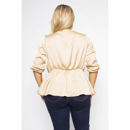 PLUS SIZE SATIN TIE FRONT HALF SLEEVE CARDIGAN