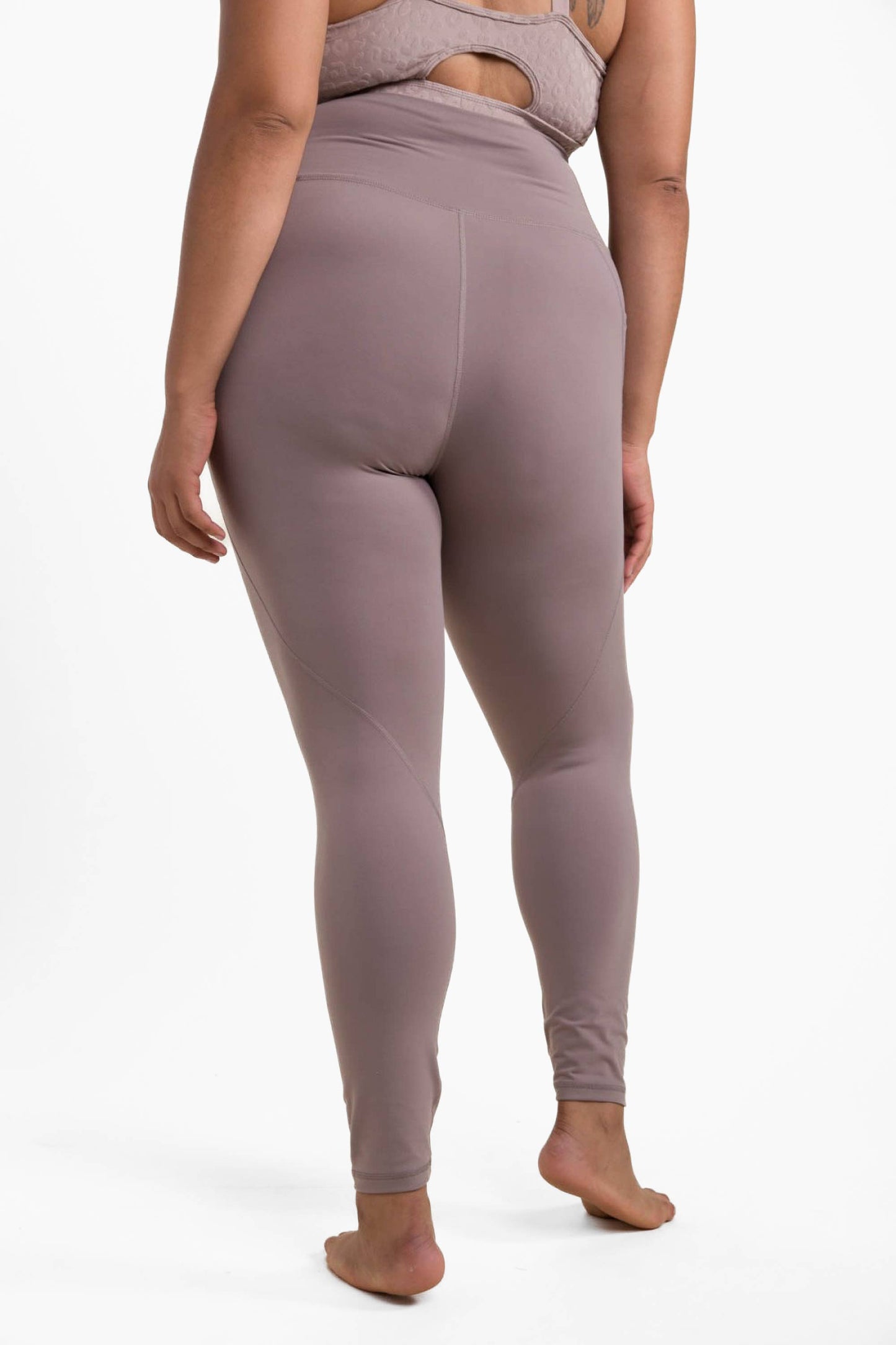 CURVY Tapered HEATHER GREY / XL:1XL:2XL:3XL Band Essential Solid Highwaist Leggings:  (2:2:1:1)