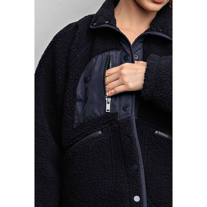 HEAVY FLEECE OUTDOOR JACKET: Navy / XL