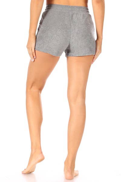 Beige / Large Soft Towel Terry Shirred Shorts casual: