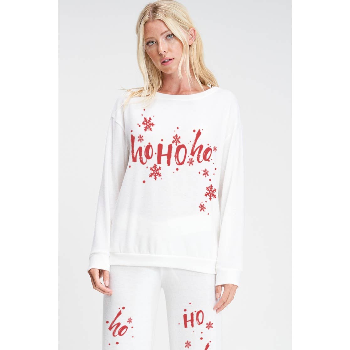 Merry Christmas print soft lounge wear set