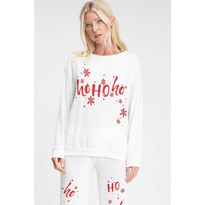 Merry Christmas print soft lounge wear set