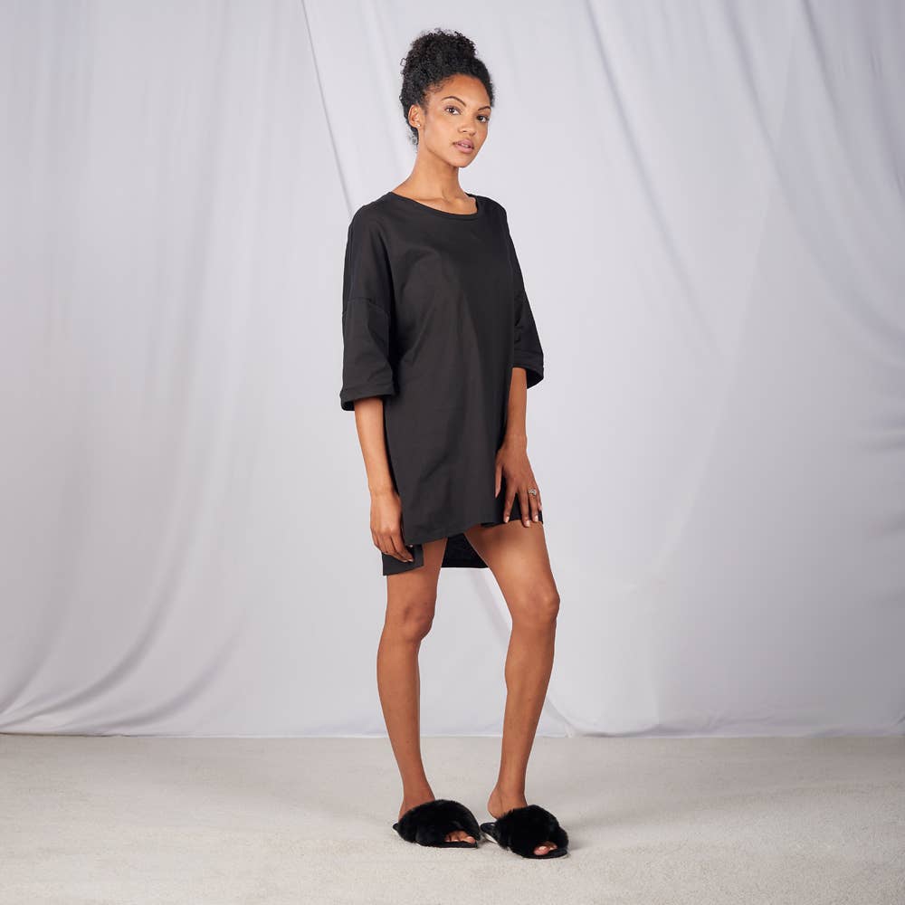 Faceplant Bamboo® and Organic Cotton Oversized boyfriend tee: Black / Small/Medium