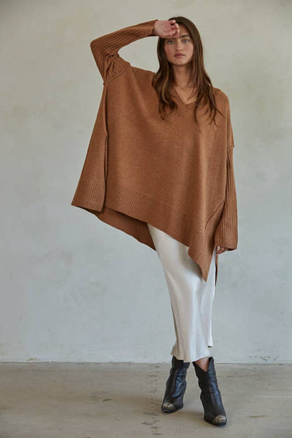 W1545 | Knit Sweater Polyester V-Neck Long Sleeve Pullover