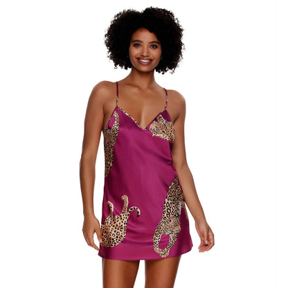 Adrienne Printed Satin Chemise - Cranes, Tigers, Jaguars: Cranes (CNS) / S