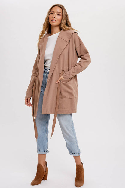 FRENCH TERRY HOODIE JACKET: ASH / L