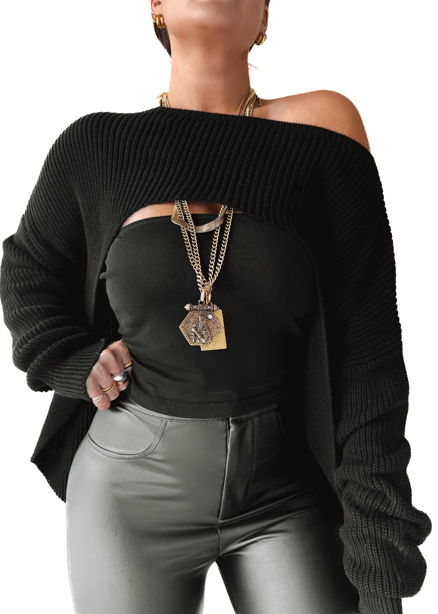 REVERSIBLE ROLES CUTOUT PULLOVER