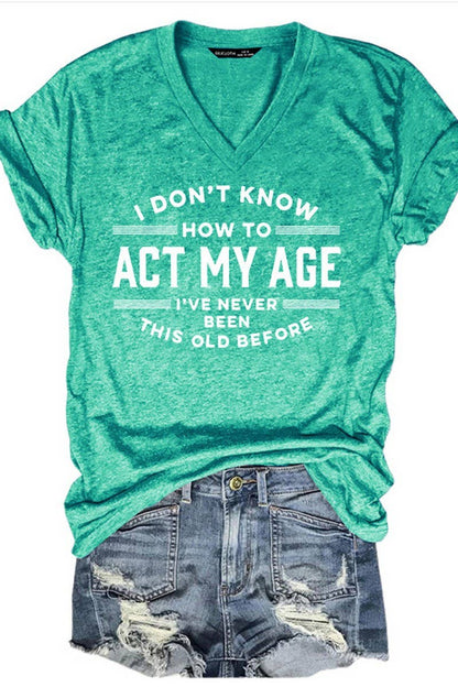 CWTTS1066_LETTER PRINT V NECK SHORT SLEEVED T SHIRT