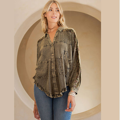 Bohemian Elegance: Stonewashed Rayon Top (ALSO IN PLUS)