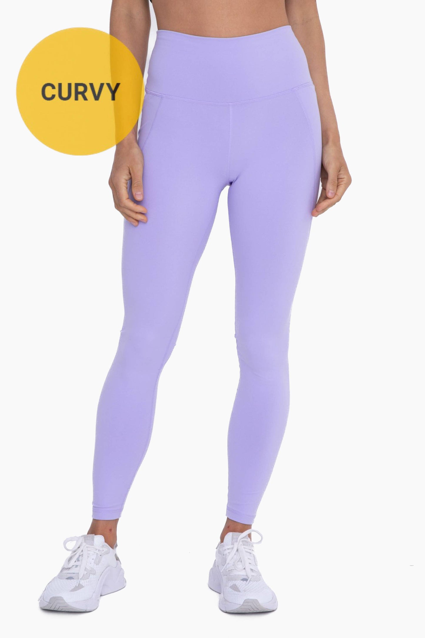 CURVY Tapered HEATHER GREY / XL:1XL:2XL:3XL Band Essential Solid Highwaist Leggings:  (2:2:1:1)