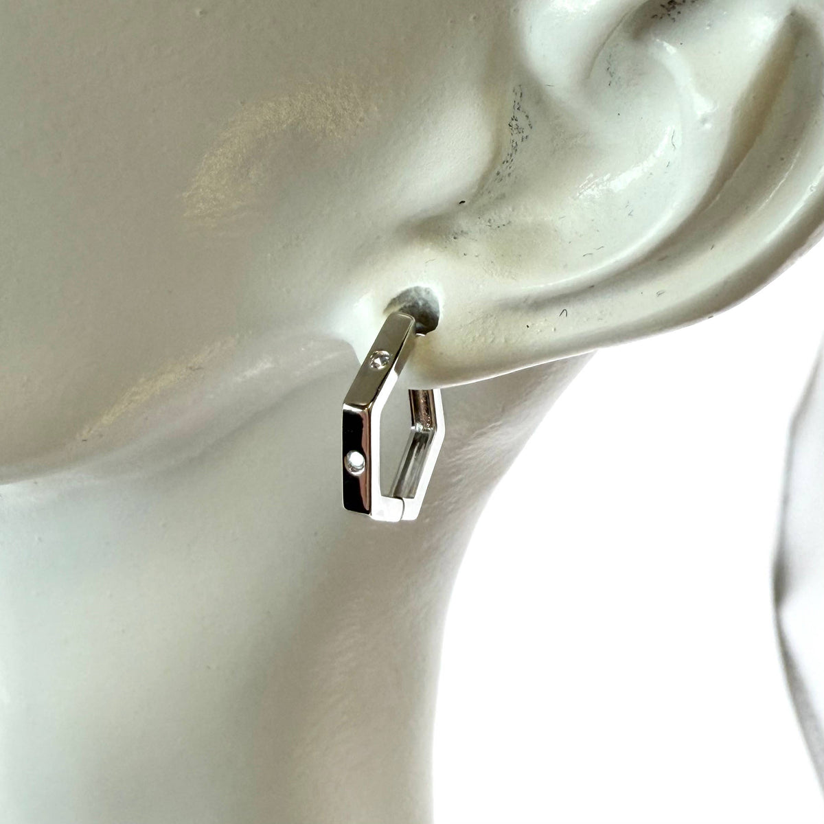 Hexagon Huggie hoops