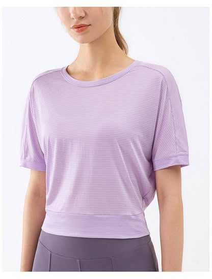 Open Triangle Twist Knot Back Tee: Light Purple / Large-8-10