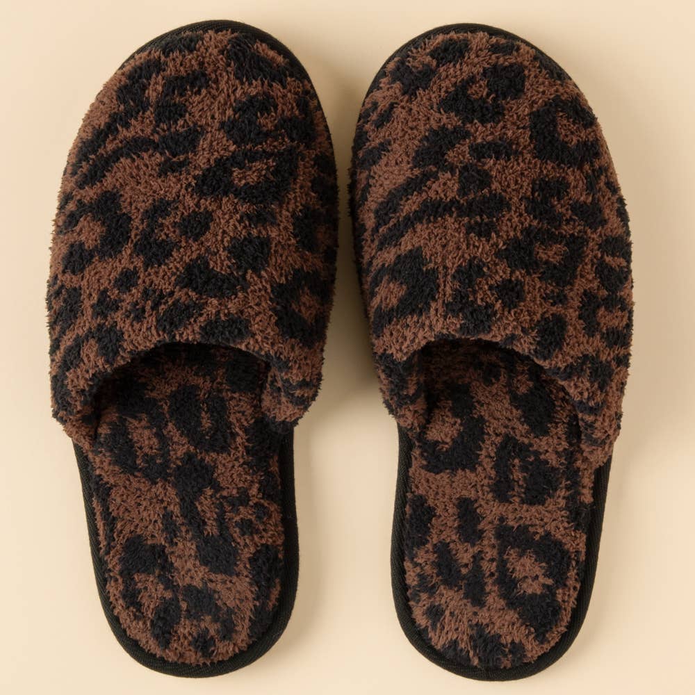 Marshmallow Cozy Lounge Leopard Slippers