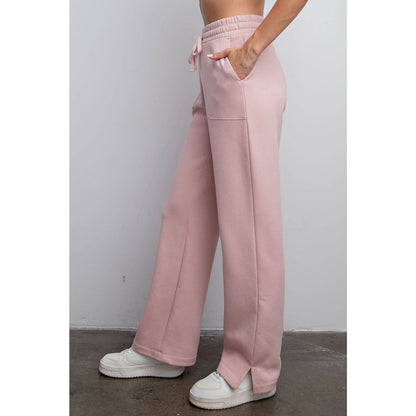 FRENCH TERRY STRAIGHT LEG PANTS: Charcoal / M