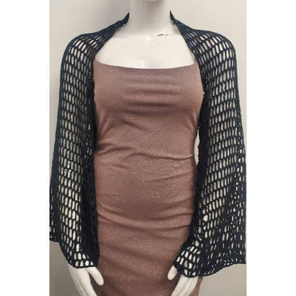 PLUS SIZE FISHNET LONG SLEEVE OPEN FRONT CROPPED BOLERO CARD