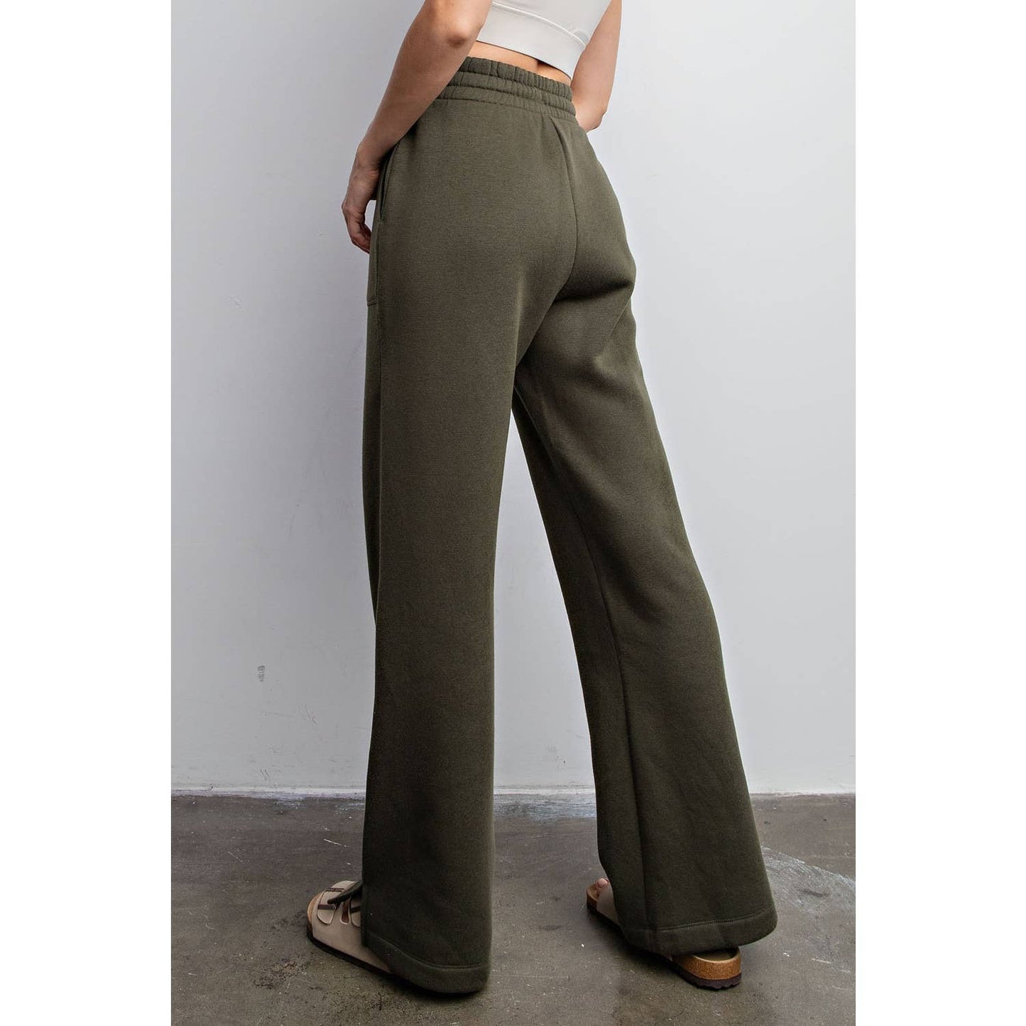 FRENCH TERRY STRAIGHT LEG PANTS: Charcoal / L