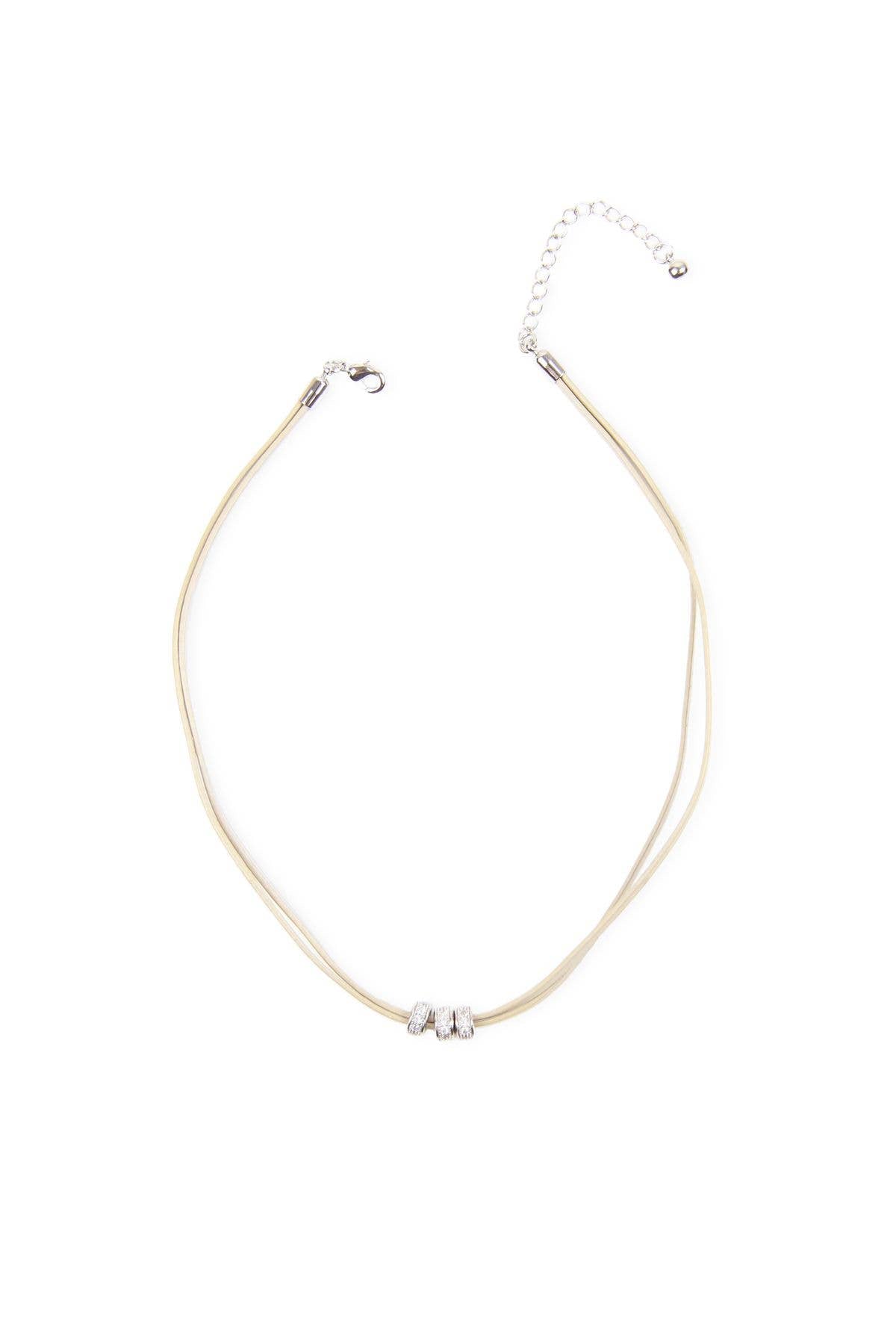 Metallic Taupe Leather Choker