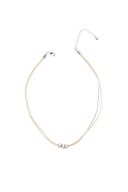 Metallic Taupe Leather Choker