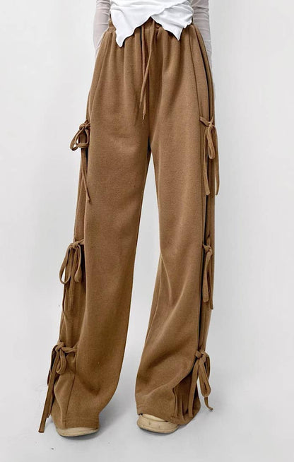 Side tie ribbon bows sweat pants