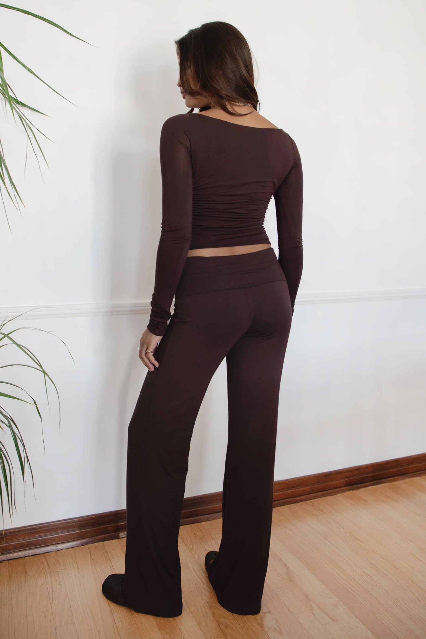 SORA Fold Over Straight Leg Leggings Casual Lounge Pants