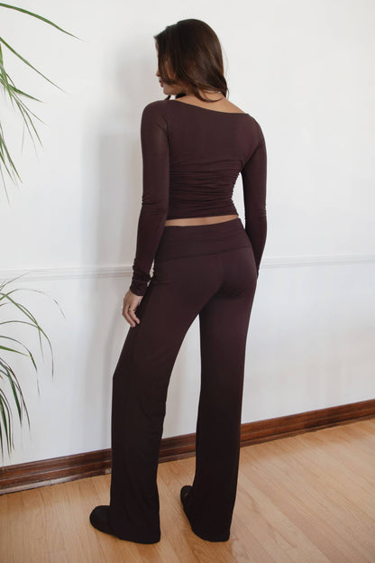 SORA Fold Over Straight Leg Leggings Casual Lounge Pants